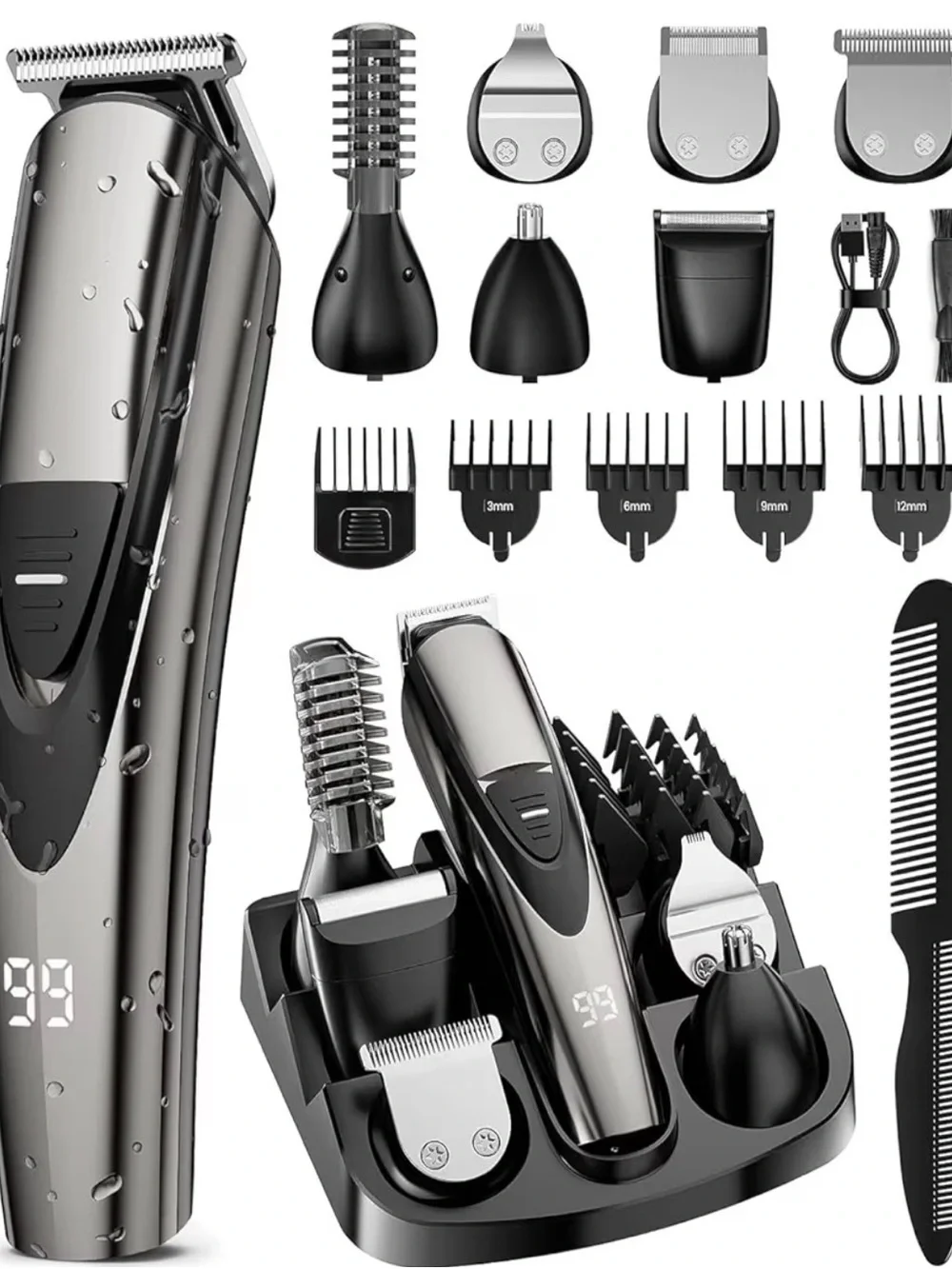 SHPAVVER Electric Beard Trimmer for Men: 16-in-1 Professional Barber Hair